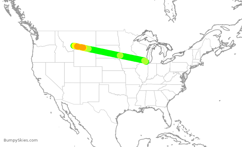 Turbulence forecast map for AAL1501, BZN to ORD