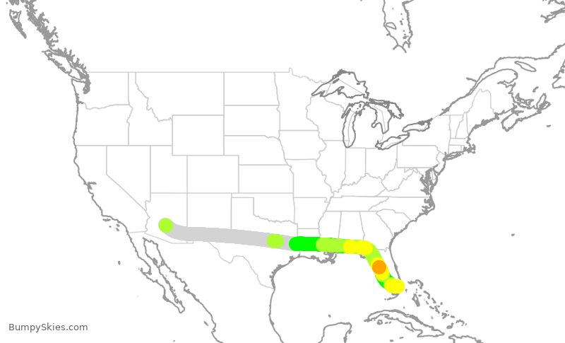 Turbulence forecast map for AAL1505, PHX to FLL