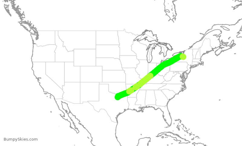 Turbulence forecast map for AAL1508, SYR to DFW
