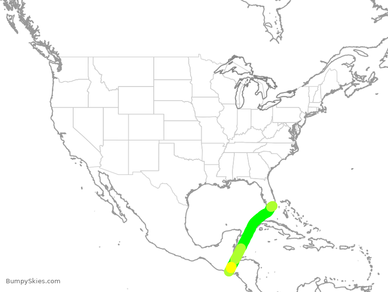 Turbulence forecast map for AAL1508, SAL to MIA