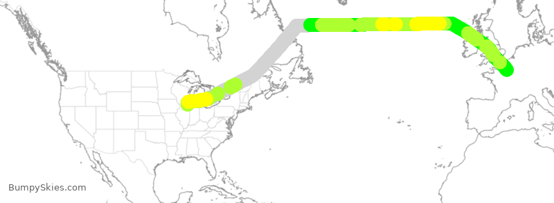 Turbulence forecast map for AAL150, ORD to FPG