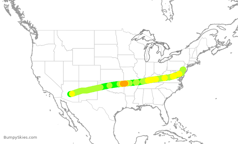 Turbulence forecast map for AAL1511, PHX to PHL