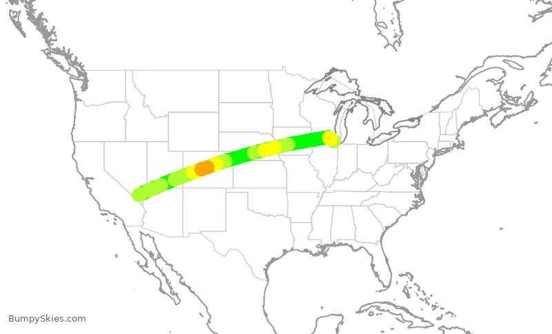 Turbulence forecast map for AAL1520, LAS to ORD