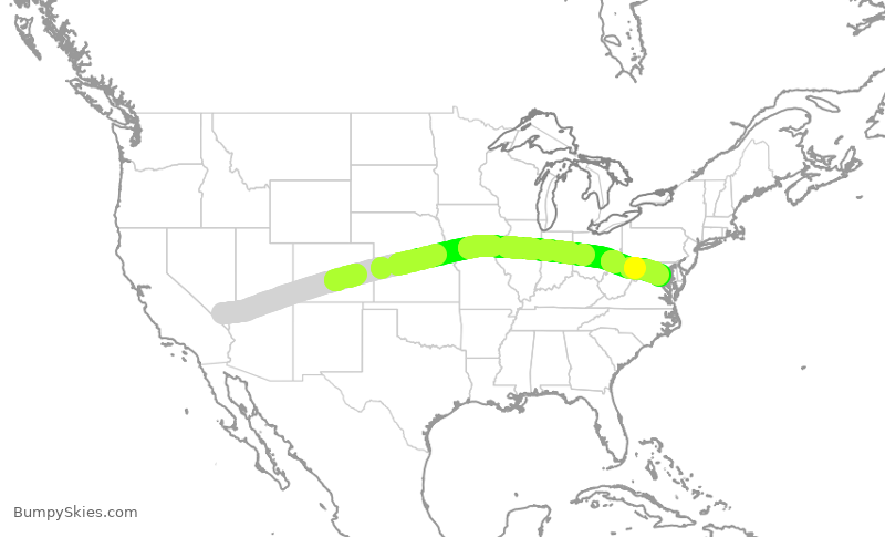 Turbulence forecast map for AAL1525, LAS to DCA