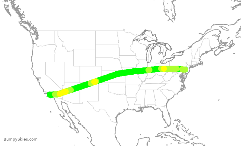 Turbulence forecast map for AAL1528, LAX to PHL