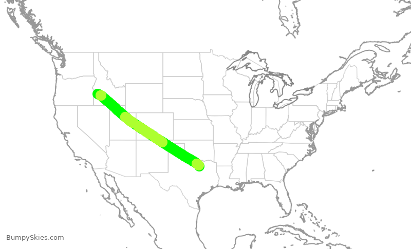 Turbulence forecast map for AAL1529, BOI to DFW