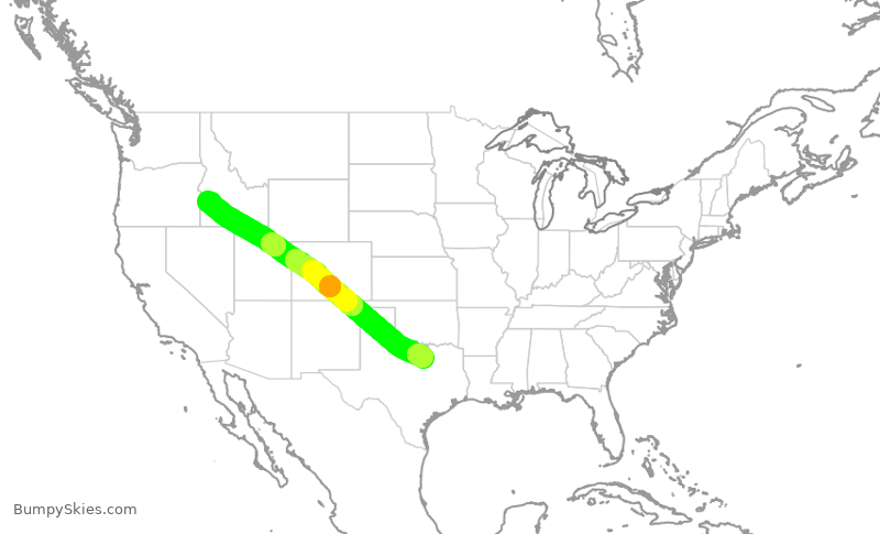 Turbulence forecast map for AAL1529, DFW to BOI
