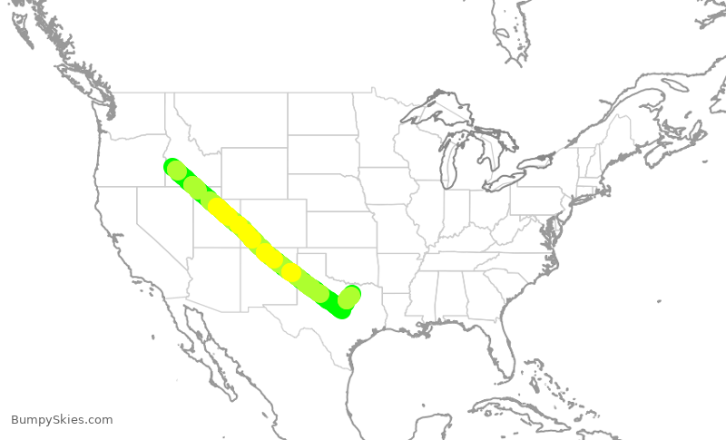 Turbulence forecast map for AAL1531, BOI to DFW
