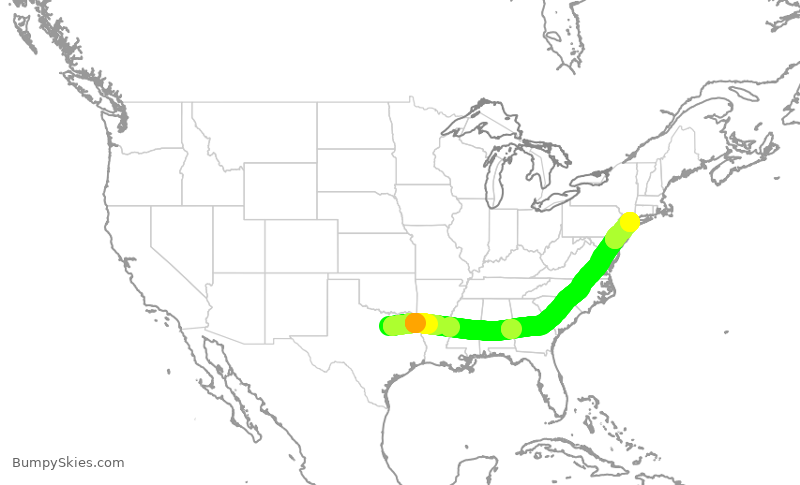 Turbulence forecast map for AAL1535, DFW to LGA