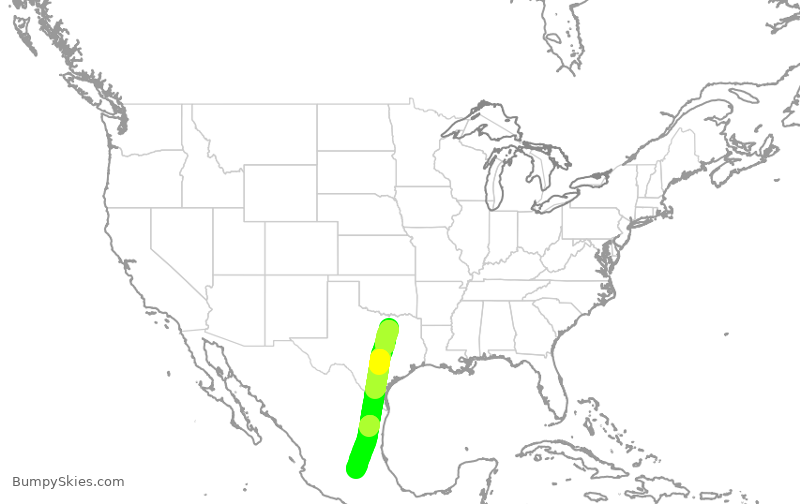 Turbulence forecast map for AAL1542, DFW to MQT