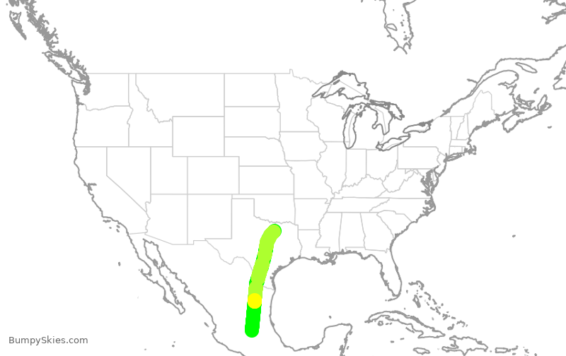 Turbulence forecast map for AAL1542, MQT to DFW