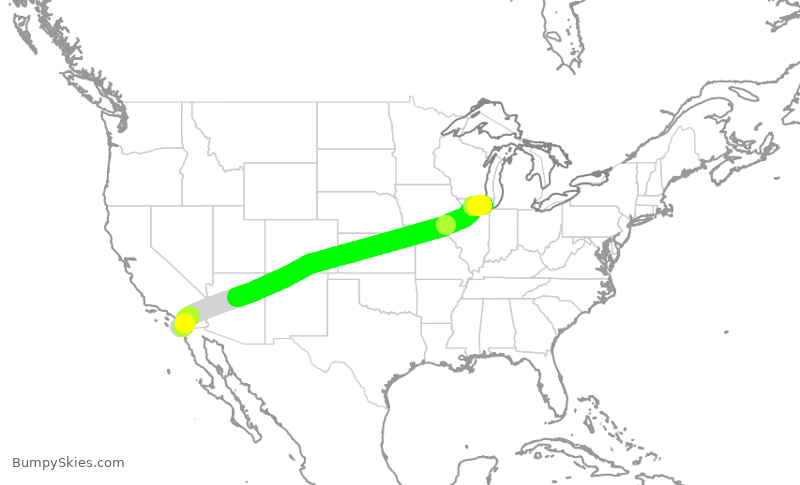 Turbulence forecast map for AAL1543, SAN to ORD
