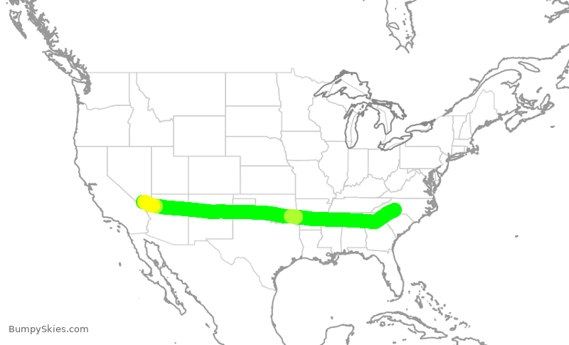 Turbulence forecast map for AAL1545, CLT to LAS