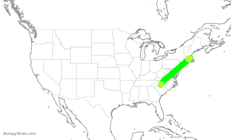Turbulence forecast map for AAL1548, BOS to CLT