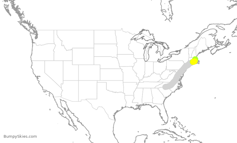 Turbulence forecast map for AAL1548, CLT to BOS
