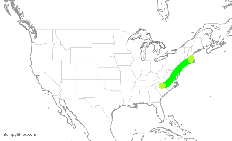 Turbulence forecast map for AAL1552, CLT to BOS