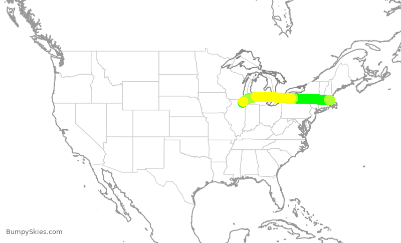 Turbulence forecast map for AAL1563, BOS to ORD