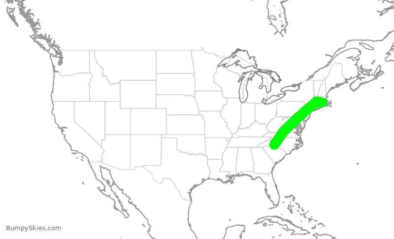 Turbulence forecast map for AAL1569, PVD to CLT