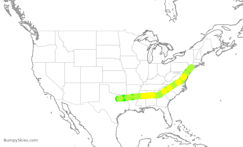 Turbulence forecast map for AAL1570, DFW to LGA