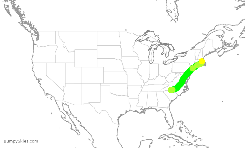 Turbulence forecast map for AAL1573, CLT to BOS
