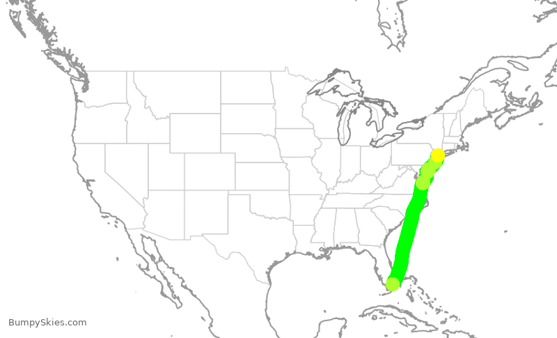 Turbulence forecast map for AAL1576, LGA to MIA