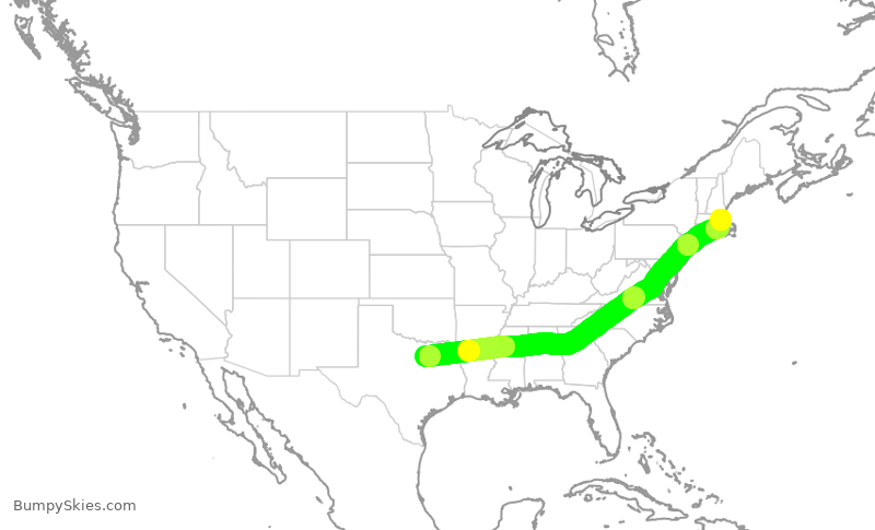 Turbulence forecast map for AAL1577, DFW to BOS