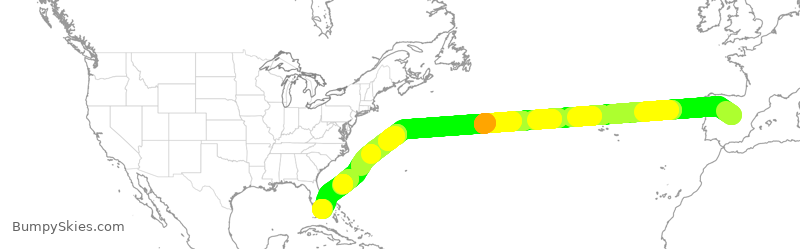 Turbulence forecast map for AAL157, EMD to MIA