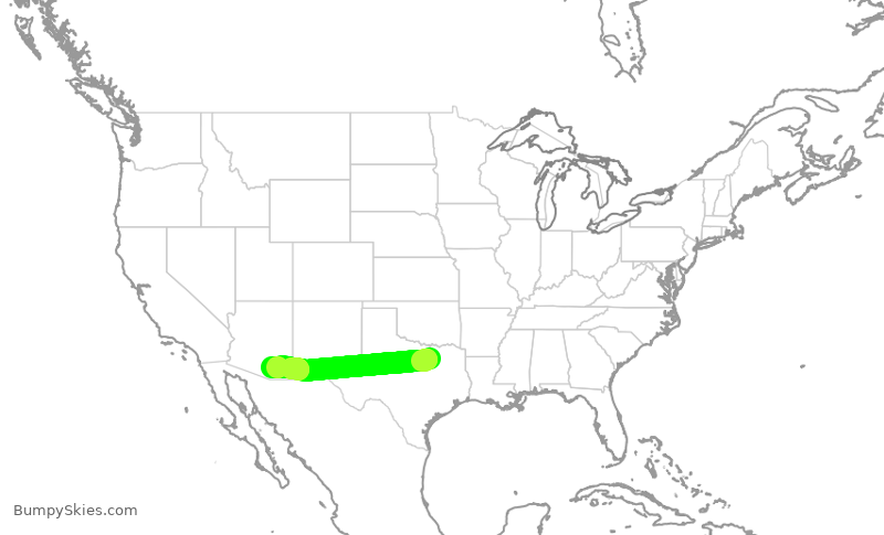 Turbulence forecast map for AAL1580, DFW to TUS