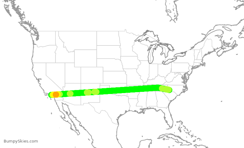 Turbulence forecast map for AAL1585, LAX to CLT