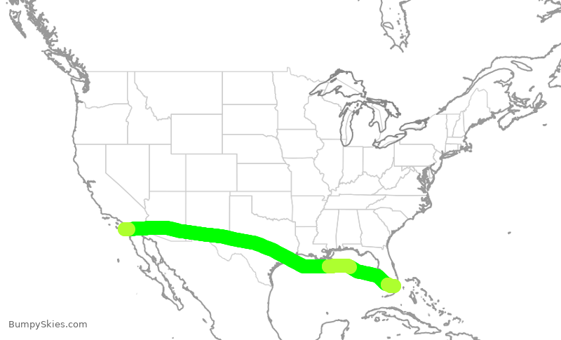 Turbulence forecast map for AAL1590, SAN to MIA