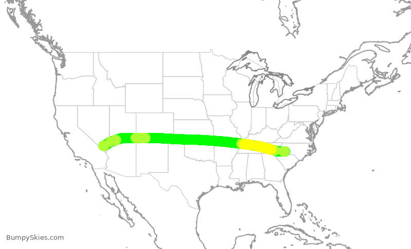 Turbulence forecast map for AAL1596, CLT to LAS