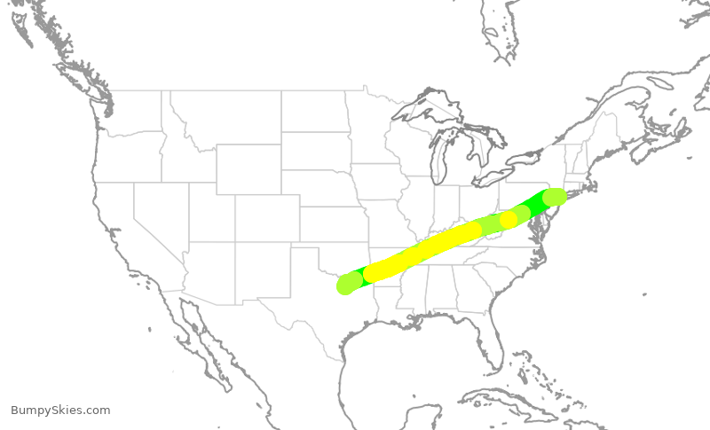 Turbulence forecast map for AAL1609, LGA to DFW