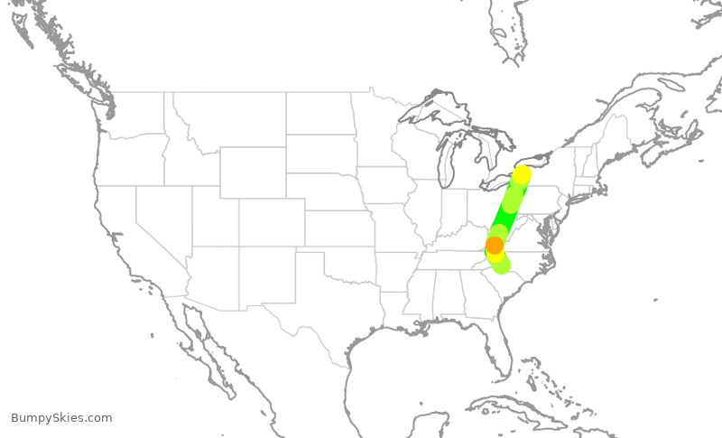 Turbulence forecast map for AAL1614, BUF to CLT