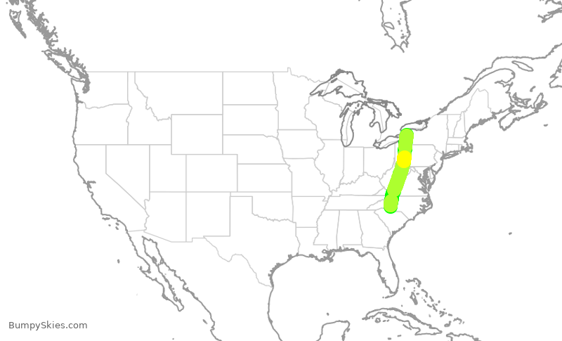Turbulence forecast map for AAL1614, CLT to BUF