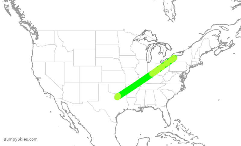 Turbulence forecast map for AAL1615, BUF to DFW