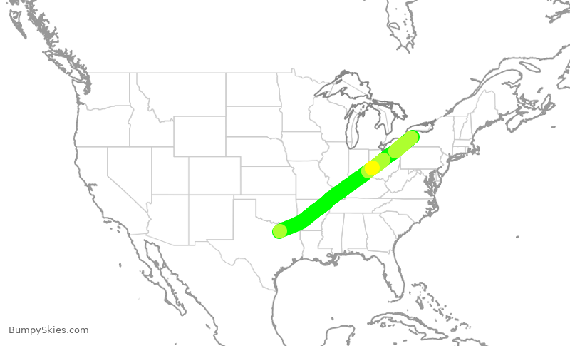 Turbulence forecast map for AAL1615, DFW to BUF
