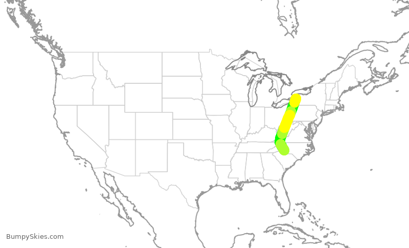 Turbulence forecast map for AAL1616, BUF to CLT