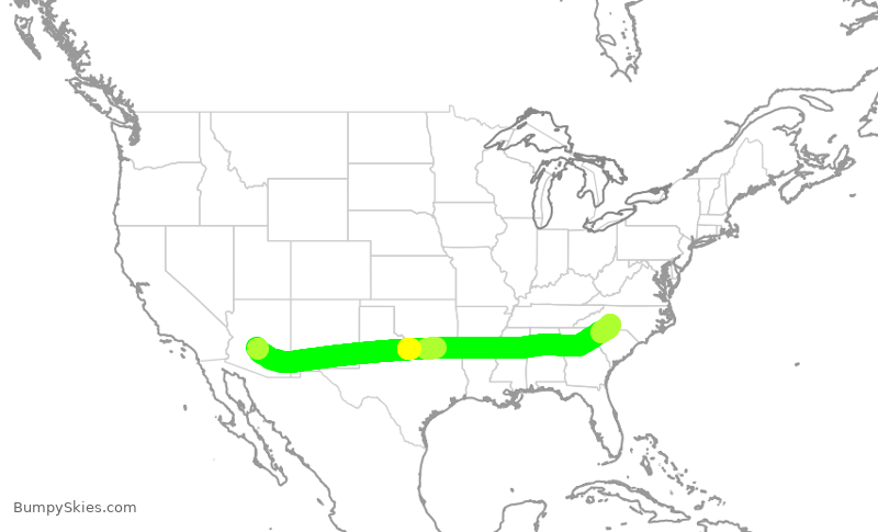 Turbulence forecast map for AAL1617, PHX to CLT