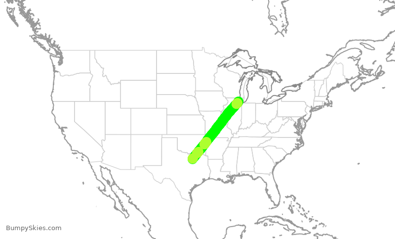 Turbulence forecast map for AAL1620, DFW to ORD