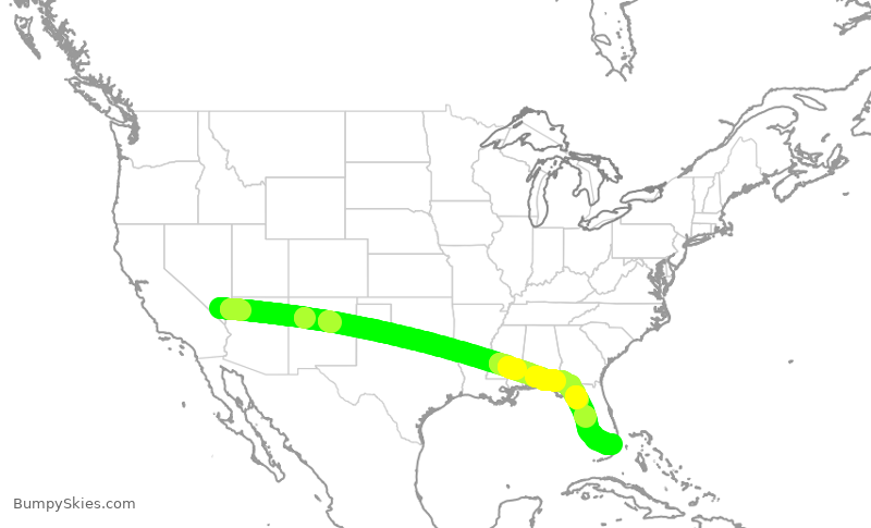 Turbulence forecast map for AAL1622, LAS to MIA