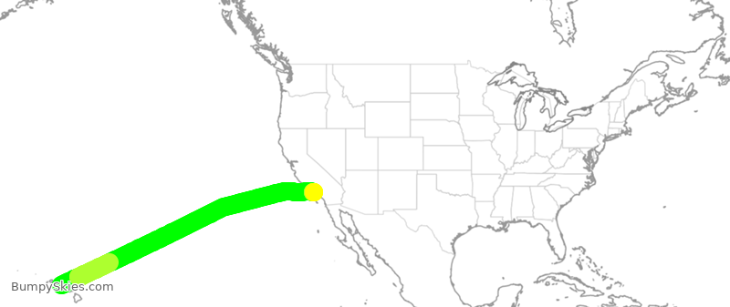 Turbulence forecast map for AAL162, HNL to LAX