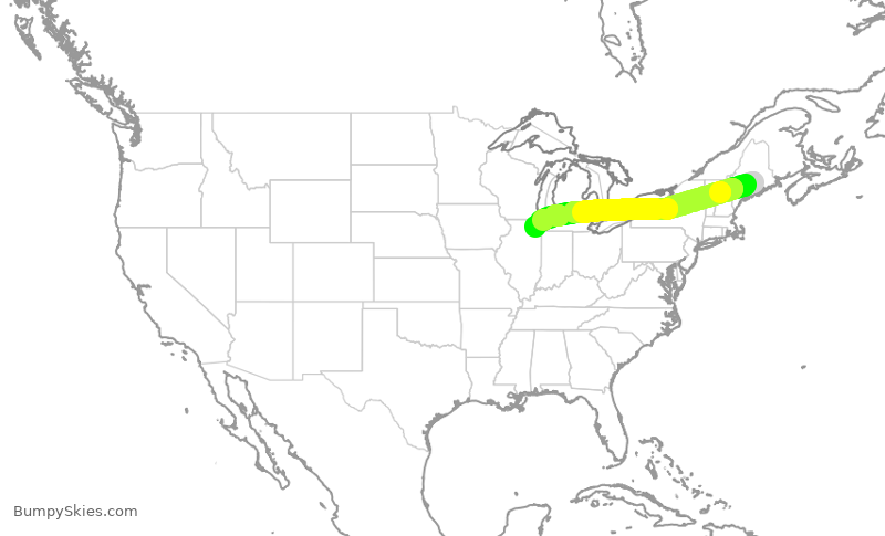 Turbulence forecast map for AAL1630, BGR to ORD