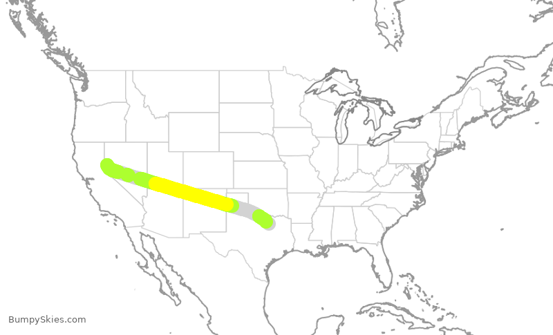 Turbulence forecast map for AAL1636, RNO to DFW