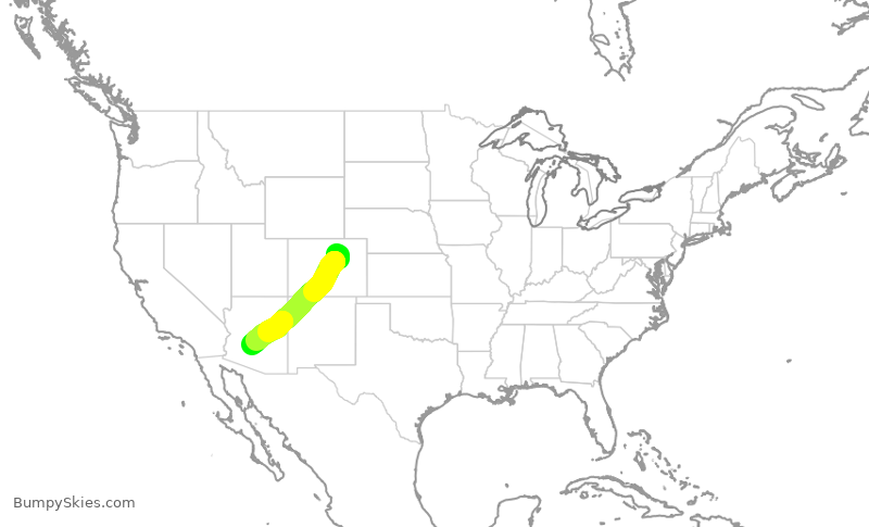 Turbulence forecast map for AAL1638, DEN to PHX
