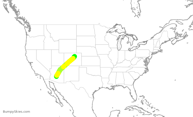 Turbulence forecast map for AAL1638, PHX to DEN