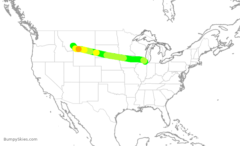 Turbulence forecast map for AAL1639, BZN to ORD
