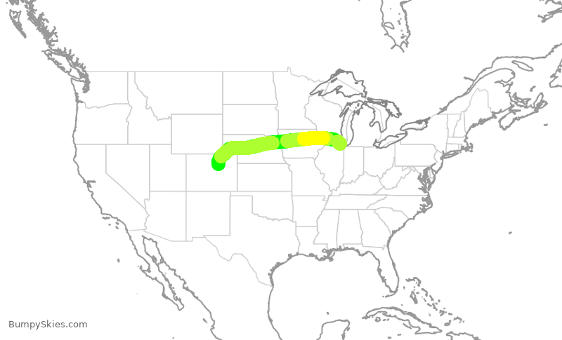 Turbulence forecast map for AAL1647, DEN to ORD