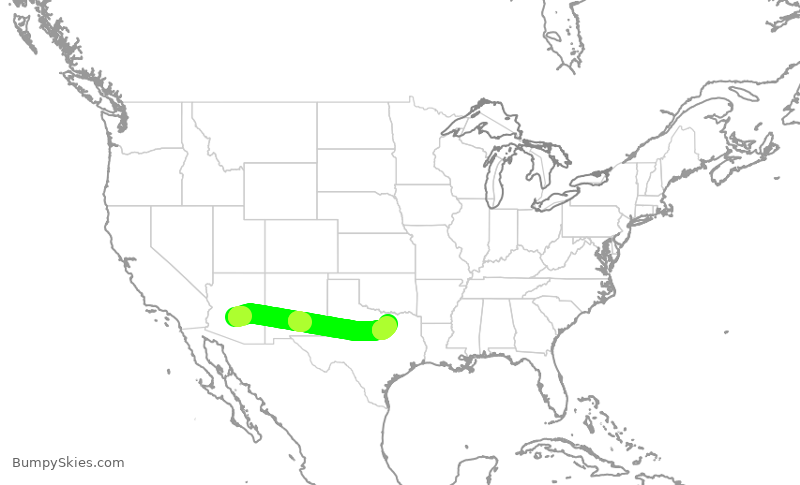 Turbulence forecast map for AAL1648, PHX to DFW