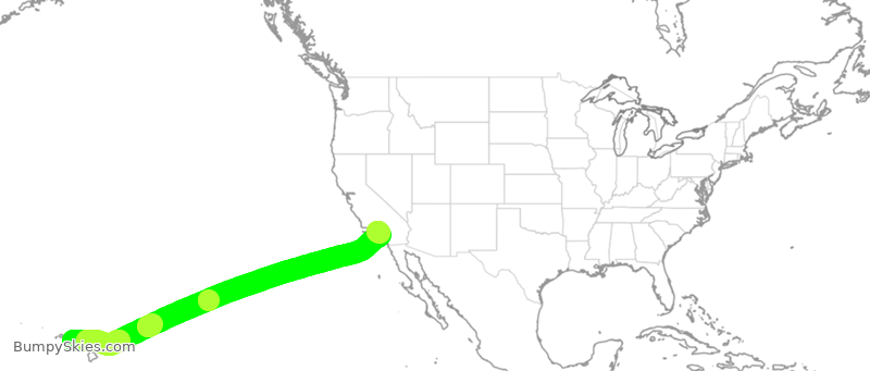 Turbulence forecast map for AAL164, HNL to LAX