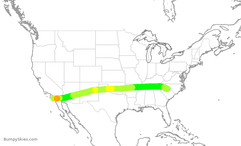 Turbulence forecast map for AAL1651, SAN to CLT